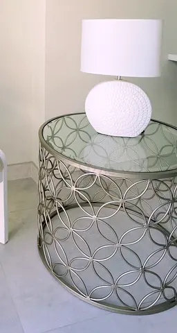2 Round Metal Side Table with Glass Top