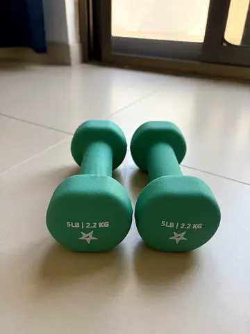 Pair of 2.2 kg (5 lb) Neoprene Dumbbells - Light Weights, Great Condition