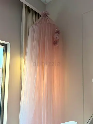 Soft pink canopy mosquito net for baby crib/bed