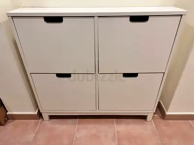 White Shoe Cabinet with 4 Compartments