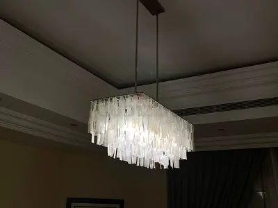 Rectangular crystal pendant chandelier - modern ceiling light