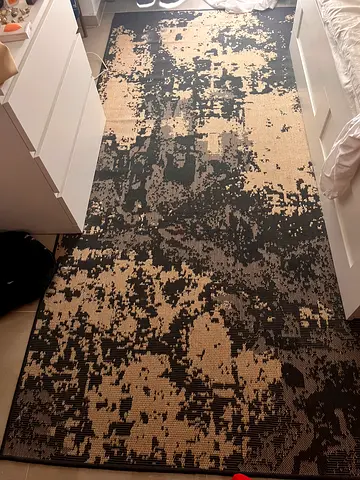 Large modern abstract rug - beige and dark grey, good condition