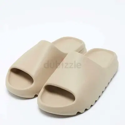Authentic Yeezy x adidas Beige Rubber Flat Slides Size 42