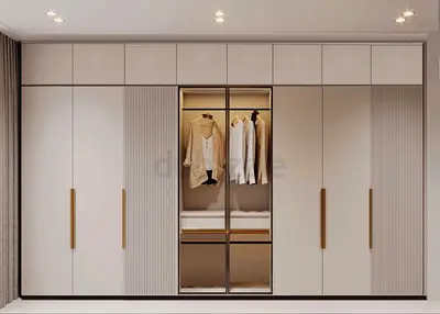 Large Modern Built-in Wardrobe with Sliding Mirror Doors
