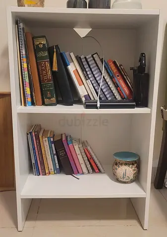 White 2-Tier Wooden Bookshelf