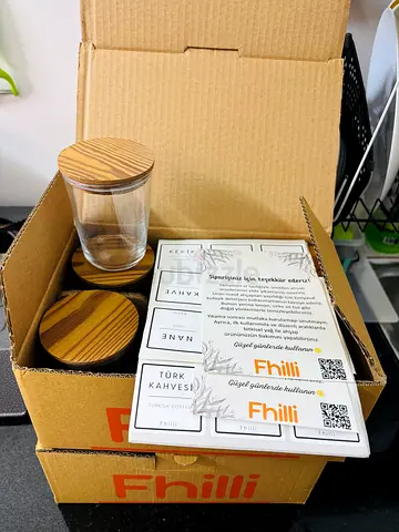 Set of 12 Glass Canisters with Wooden Lids - New in Box
