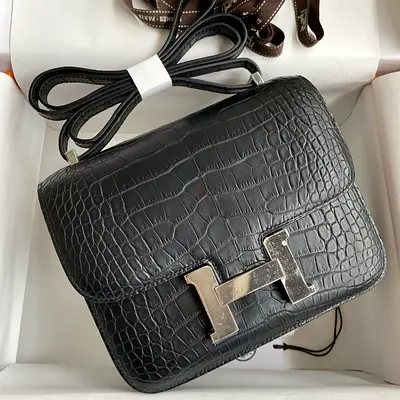 Hermes Constance 18 in Black Matte Alligator Leather