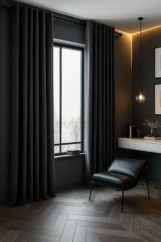 Dark Grey Blackout Curtains - Pair, Modern Heavy Drapes