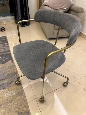 West Elm Modern Gray Fabric Office Chair with Gold Metal Frame