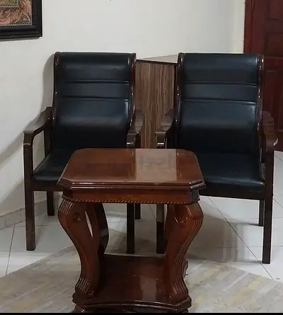 2 × Big wooden chair with table