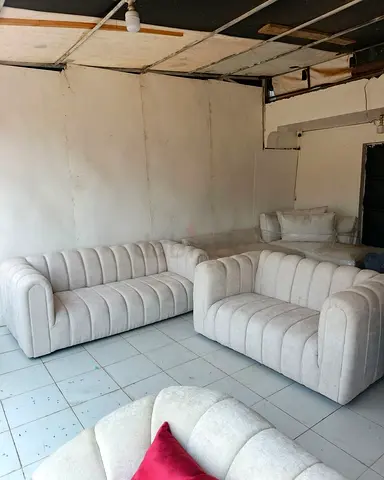 Light Grey Plush 3-Seater and 2-Seater Sofa Set - Good Condition
