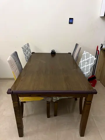 Solid Wood Dining Table with 6 Chairs - Good Condition