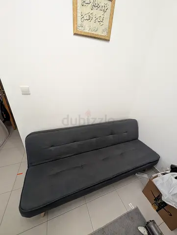 Grey convertible sofa bed - compact 3-seater in good condition