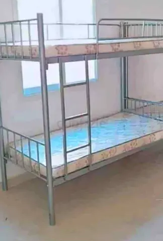 Metal bunk bed with mattresses - sturdy twin/twin frame