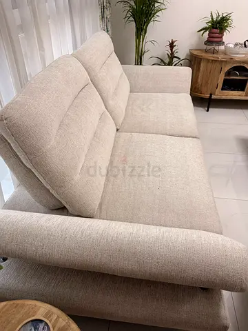 Beige 3-Seater Fabric Sofa cum Bed in Good Condition