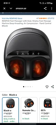 Renpho Electric Foot Massager with Heat and Shiatsu - Black