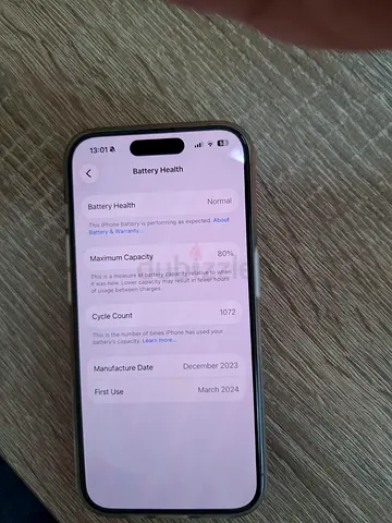 iPhone 15 Pro with 80% Battery Capacity — excellent Condition without a single scratch