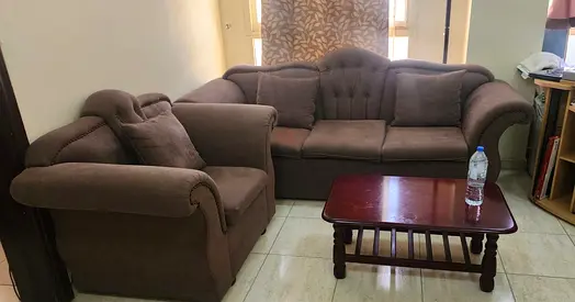 3 seater sofa , 1 seater sofa and wooden Teapoy table