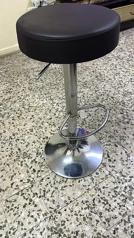 Adjustable Chrome Bar Stool with Padded Black Seat