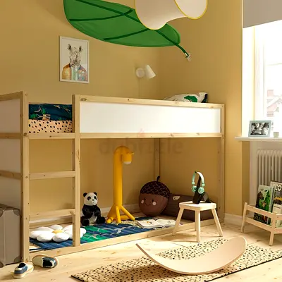Reversible bed, white/pine, 90x200 cm