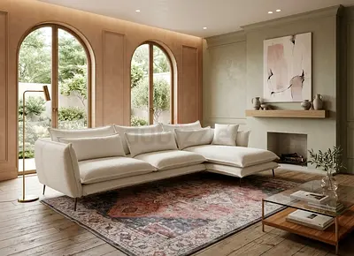 Cozy Home L Shape Sofa Beige Excellent Condition