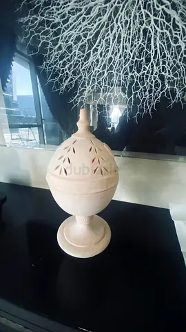 Decorative Ceramic Urn with Cutout Pattern — Beige