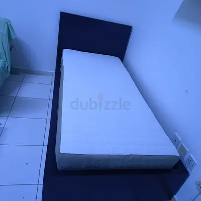 IKEA Malam single bed frame with 2 storage drawers underneath and with Ikea mattress 90×200cm