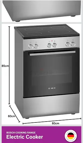 Bosch 60cm Electric Cooker with Ceramic Hob – Stainless Steel