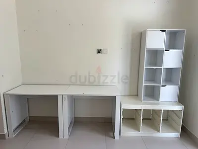White Home Office Desk with Storage Shelving