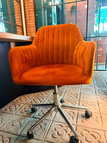 Orange Velvet Swivel Office/Desk Chair with Wheels