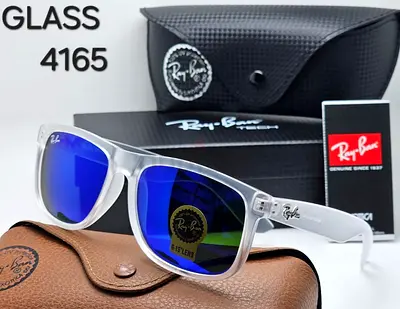 Ray-Ban style blue mirrored sunglasses - clear frame (unisex)