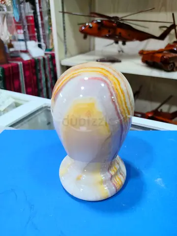 Polished Onyx Display Egg Lamp with bulb connection hole present - Multicolored Striations