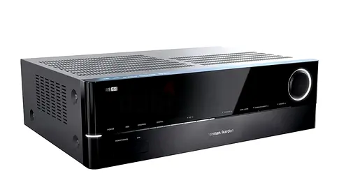Harman Kardon AV Receiver with ST11 Subwoofer, 5 SAT-TS60 speakers with 4 stands.