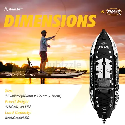 Spatium Inflatable Fishing Kayak / Pedal Board (Upgraded FishBone Version) - Full Set (NEW)