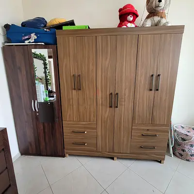 2 Wooden 3  2 Door Wardrobe with Mirror - Good Condition