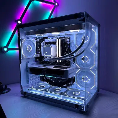 White Brand New i7 14700KF RTX 5070 Gaming PC Rendering PC