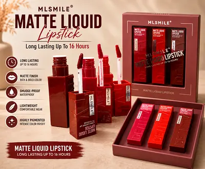 Set of MLSMILE Matte Liquid Lipsticks - Long-lasting, Highly Pigmented