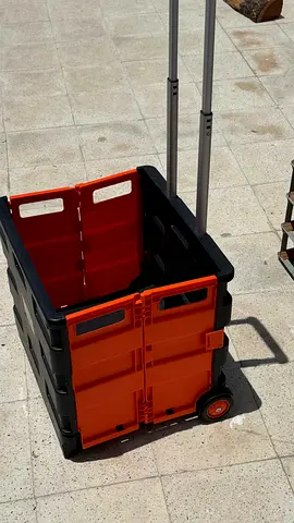 Foldable Wheeled Utility Cart / Shopping Crate - Orange