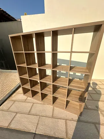 Large 25-Cube Wooden Shelving Unit / Room Divider - Light Oak