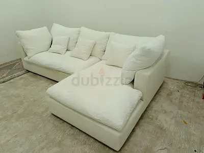 Linen cotton cloud feather 🪶 filled lshape sofa