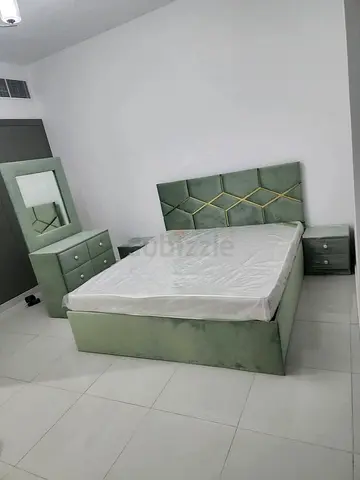 Brand New Green Velvet King Bed Frame with Headboard, 2 Nightstands and Dresser with Mirror