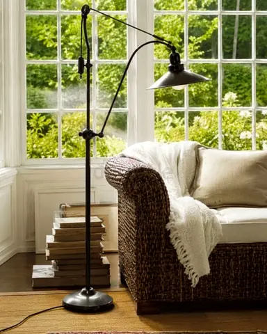 Adjustable Industrial Floor Lamp with Metal Shade