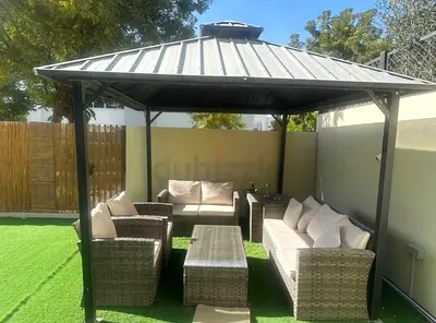 6-Piece Rattan Garden Sofa Set with Metal Gazebo - Used, Good Condition