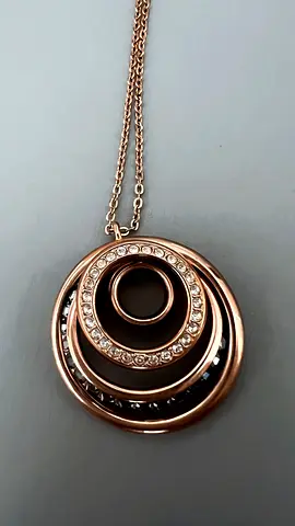 Swarovski rose gold-plated metal circular pendant necklace with crystal accents 48 cm