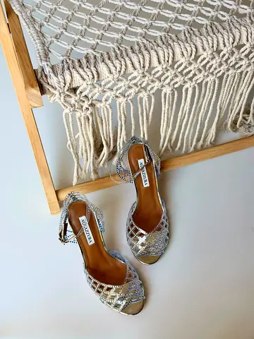 Silver Embellished High Heel Sandals - Size Unspecified