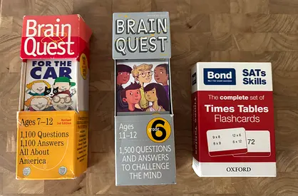 Set of Brain Quest Decks + Bond Times Tables Flashcards - Kids Activity/Revision