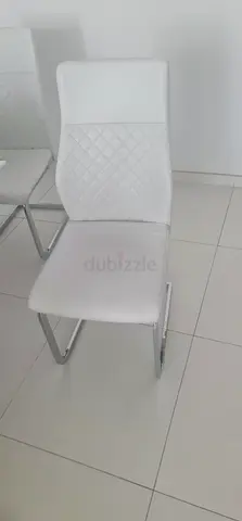 Dining table with 6 chairs white leather