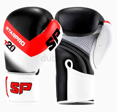 T20 Boxing Gloves - Red/Black, Velcro Wrist Support - Vegan PU leather