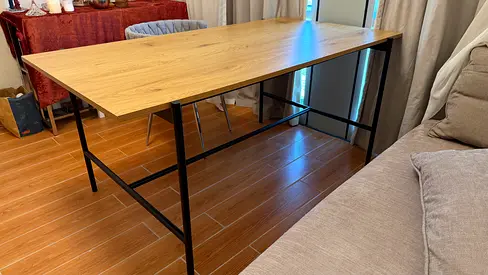 Wooden Top Industrial-Style Dining/Study Table — Good Condition