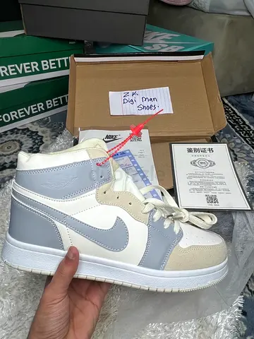 Light Grey  White High-Top Sneakers (Nike-style) - size 43